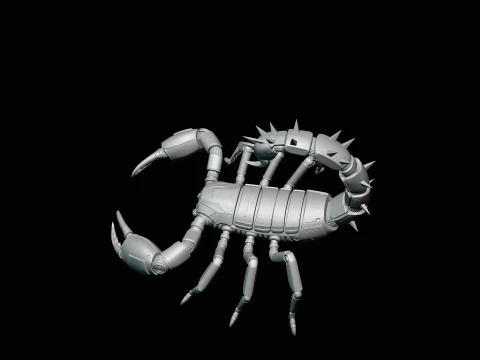 Crimson Mech Scorpion Statue Design 1 - 3D Print Model 3D Print Model