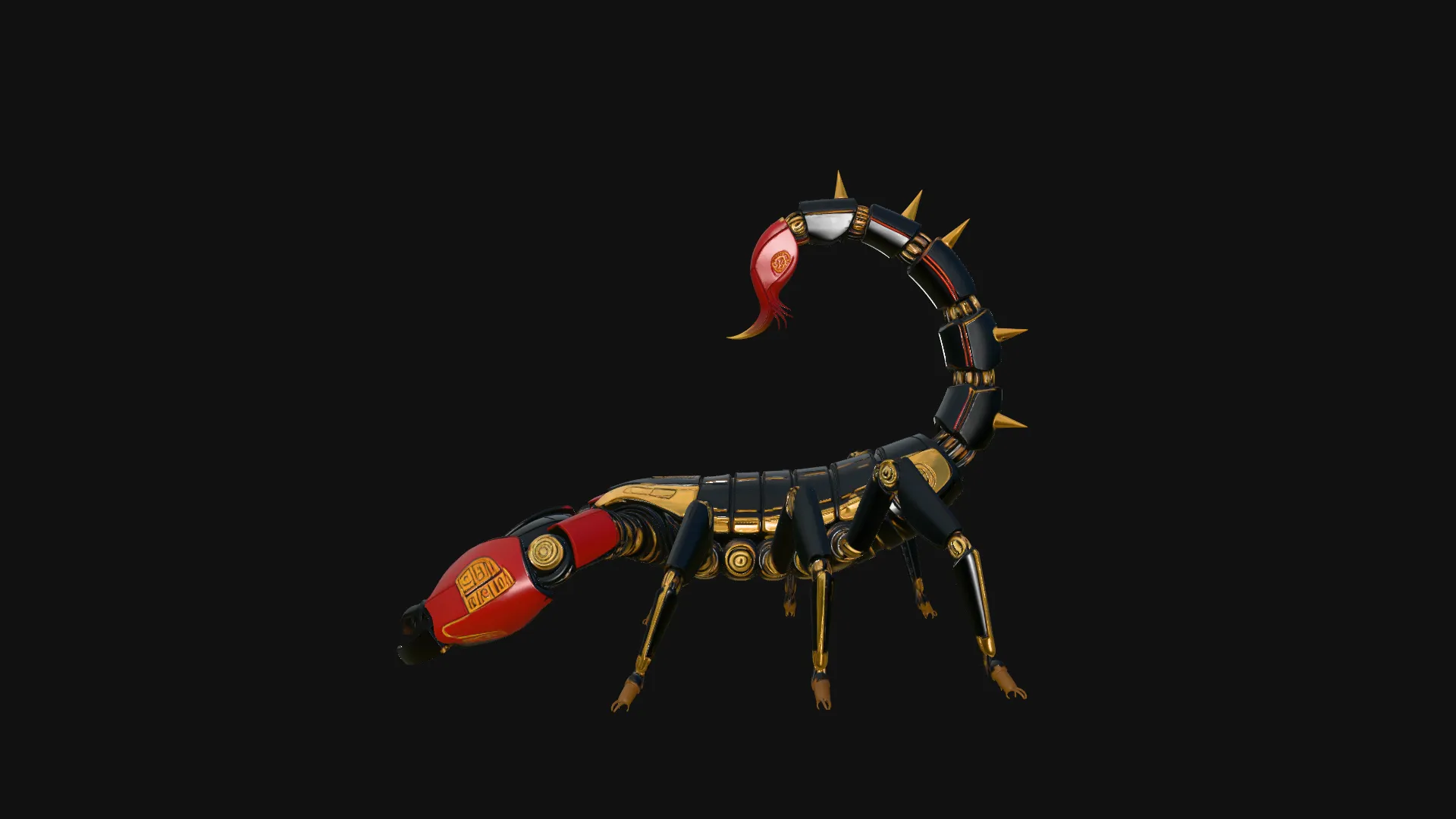 Crimson Mech Scorpion Statue Design 2 - 3D Print Model 3D Print Model .c4d .max .obj .3ds .fbx .stl .blend 