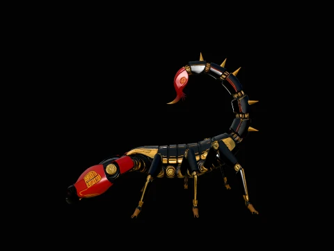 Crimson Mech Scorpion Statue Design 2 - 3D Print Model 3D Print Model