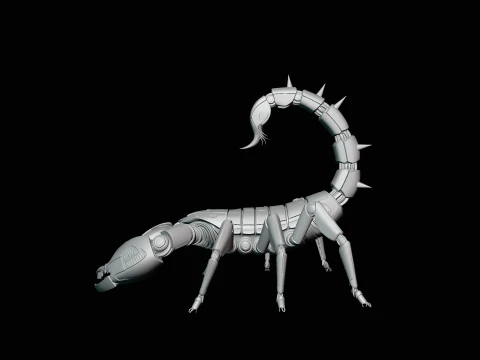Crimson Mech Scorpion Statue Design 2 - 3D Print Model 3D Print Model