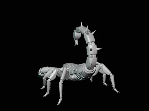 Crimson Mech Scorpion Statue Design 2 - 3D Print Model 3D Print Model