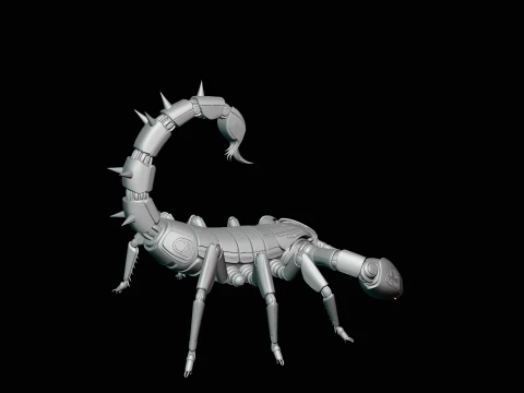 Crimson Mech Scorpion Statue Design 2 - 3D Print Model 3D Print Model