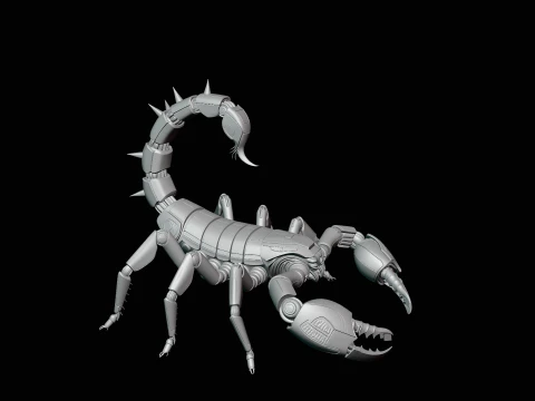 Crimson Mech Scorpion Statue Design 2 - 3D Print Model 3D Print Model