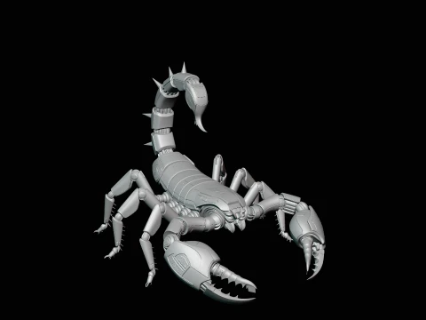 Crimson Mech Scorpion Statue Design 2 - 3D Print Model 3D Print Model