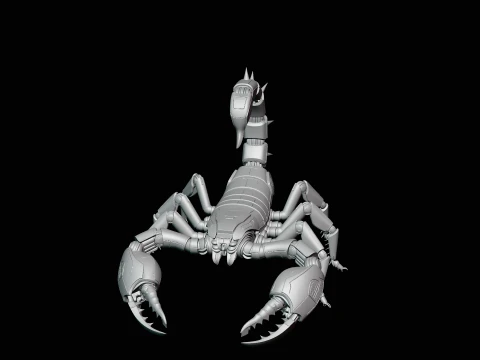 Crimson Mech Scorpion Statue Design 2 - 3D Print Model 3D Print Model