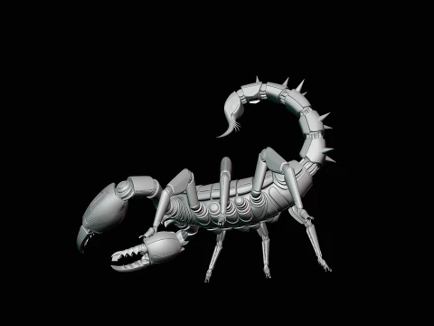 Crimson Mech Scorpion Statue Design 2 - 3D Print Model 3D Print Model