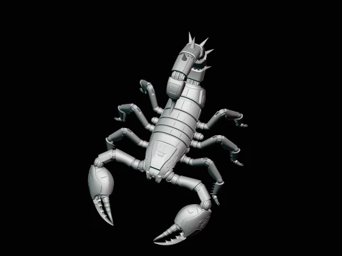 Crimson Mech Scorpion Statue Design 2 - 3D Print Model 3D Print Model
