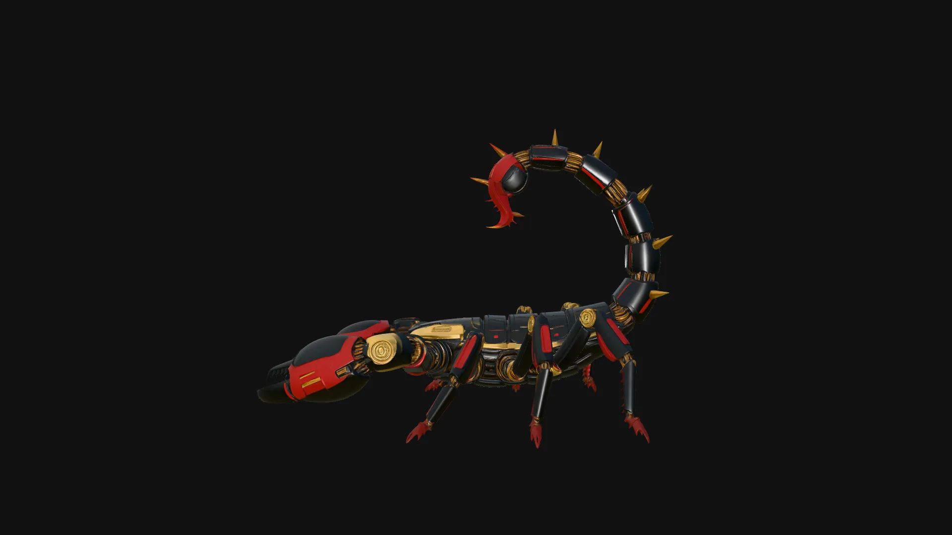 Crimson Mech Scorpion Statue Design 3 - 3D Print Model 3D Print Model .c4d .max .obj .3ds .fbx .stl .blend 