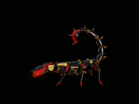 Crimson Mech Scorpion Statue Design 3 - 3D Print Model 3D Print Model