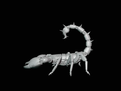 Crimson Mech Scorpion Statue Design 3 - 3D Print Model 3D Print Model
