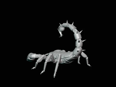 Crimson Mech Scorpion Statue Design 3 - 3D Print Model 3D Print Model
