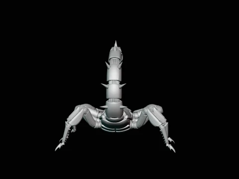 Crimson Mech Scorpion Statue Design 3 - 3D Print Model 3D Print Model