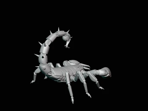 Crimson Mech Scorpion Statue Design 3 - 3D Print Model 3D Print Model