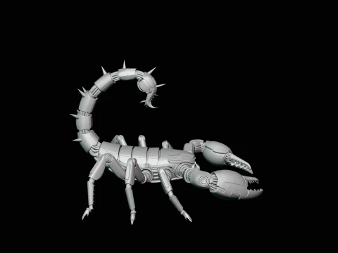 Crimson Mech Scorpion Statue Design 3 - 3D Print Model 3D Print Model