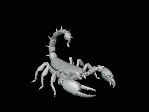 Crimson Mech Scorpion Statue Design 3 - 3D Print Model 3D Print Model