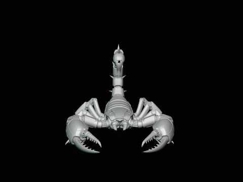 Crimson Mech Scorpion Statue Design 3 - 3D Print Model 3D Print Model