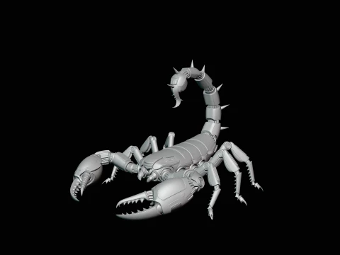 Crimson Mech Scorpion Statue Design 3 - 3D Print Model 3D Print Model