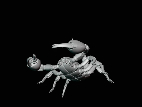 Crimson Mech Scorpion Statue Design 3 - 3D Print Model 3D Print Model