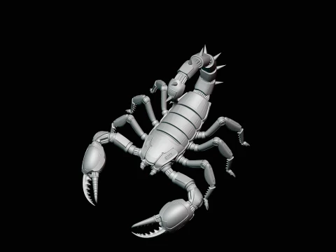 Crimson Mech Scorpion Statue Design 3 - 3D Print Model 3D Print Model