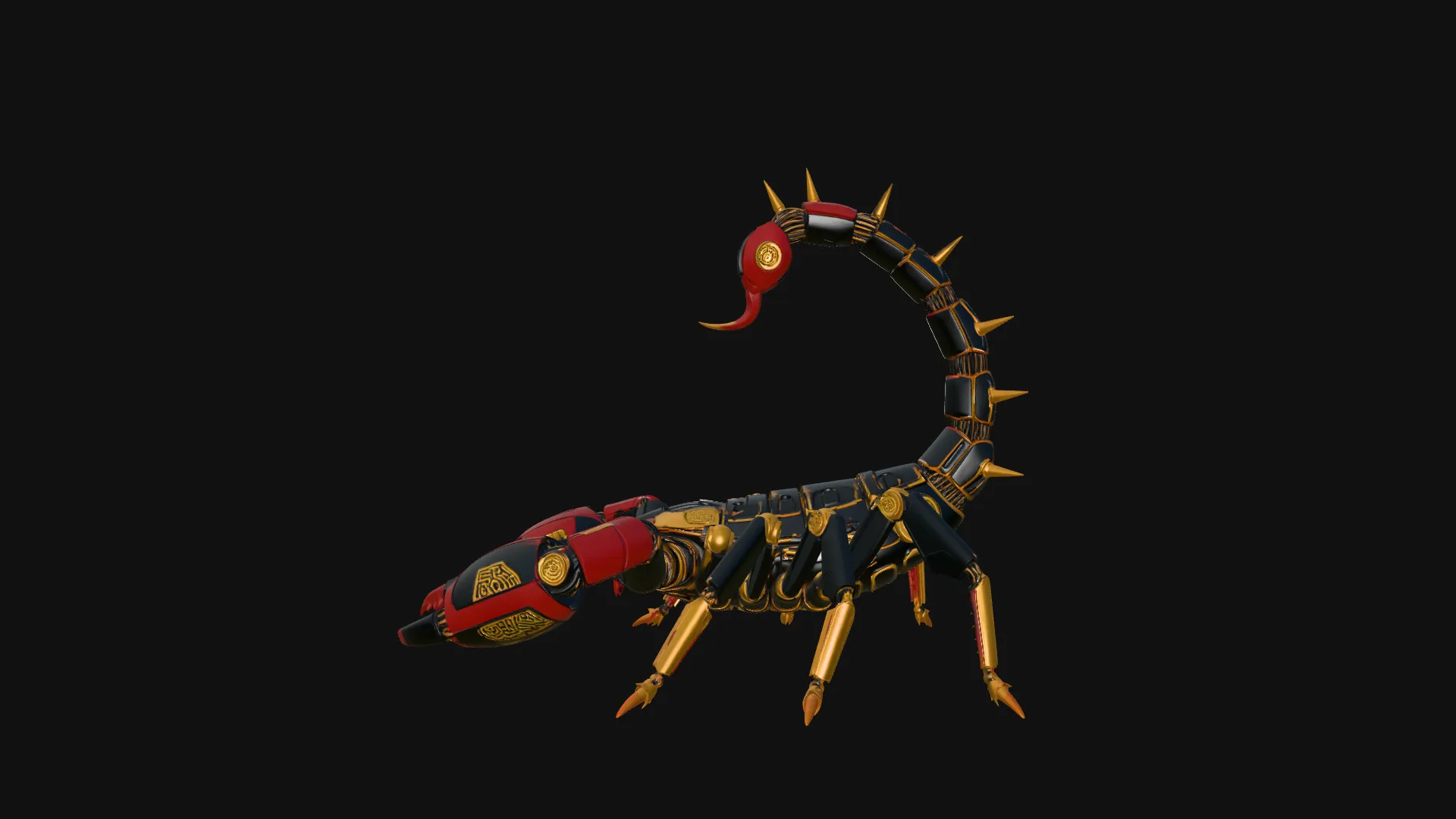 Crimson Mech Scorpion Statue Design 4 - 3D Print Model 3D Print Model .c4d .max .obj .3ds .fbx .stl .blend 