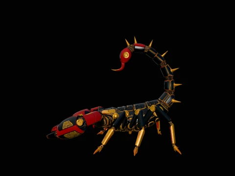 Crimson Mech Scorpion Statue Design 4 - 3D Print Model 3D Print Model