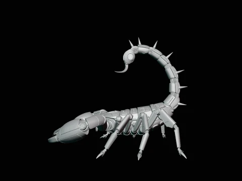Crimson Mech Scorpion Statue Design 4 - 3D Print Model 3D Print Model