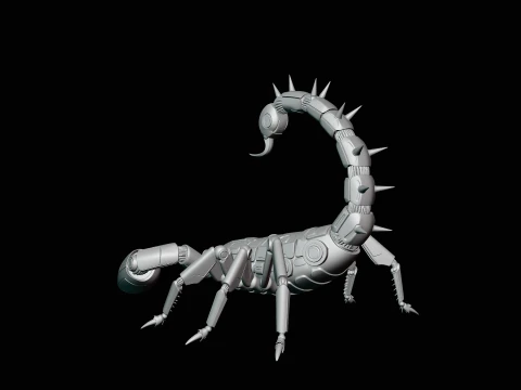 Crimson Mech Scorpion Statue Design 4 - 3D Print Model 3D Print Model