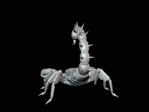 Crimson Mech Scorpion Statue Design 4 - 3D Print Model 3D Print Model