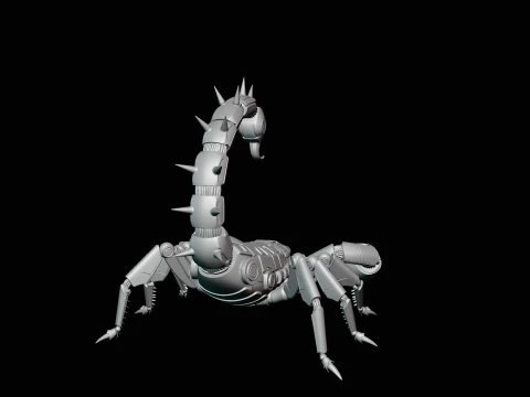 Crimson Mech Scorpion Statue Design 4 - 3D Print Model 3D Print Model