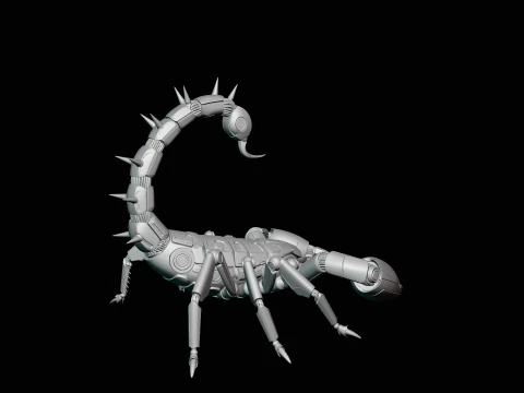 Crimson Mech Scorpion Statue Design 4 - 3D Print Model 3D Print Model