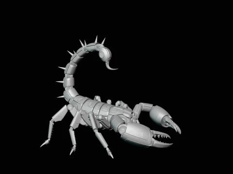 Crimson Mech Scorpion Statue Design 4 - 3D Print Model 3D Print Model