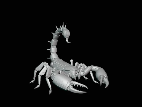 Crimson Mech Scorpion Statue Design 4 - 3D Print Model 3D Print Model