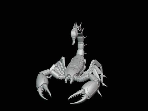Crimson Mech Scorpion Statue Design 4 - 3D Print Model 3D Print Model