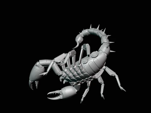 Crimson Mech Scorpion Statue Design 4 - 3D Print Model 3D Print Model