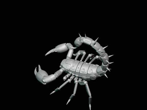 Crimson Mech Scorpion Statue Design 4 - 3D Print Model 3D Print Model