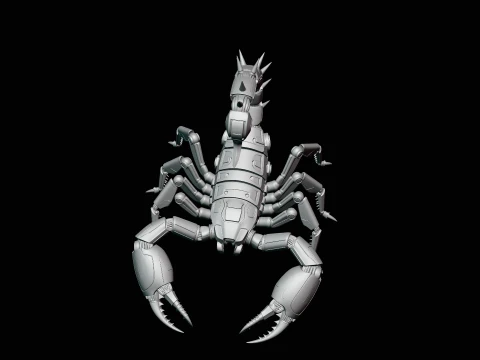 Crimson Mech Scorpion Statue Design 4 - 3D Print Model 3D Print Model