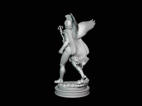 Messenger God with Caduceus Statue Design 1 - 3D Print Model 3D Print Model