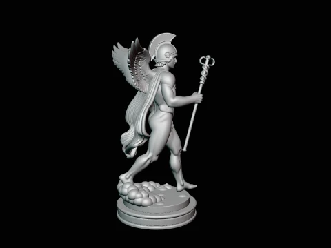 Messenger God with Caduceus Statue Design 1 - 3D Print Model 3D Print Model