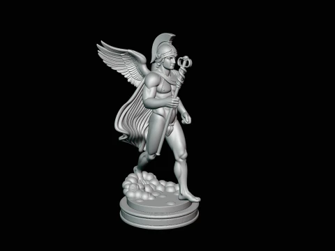 Messenger God with Caduceus Statue Design 1 - 3D Print Model 3D Print Model