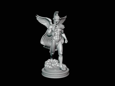 Messenger God with Caduceus Statue Design 1 - 3D Print Model 3D Print Model