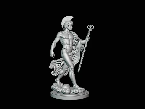 Messenger God with Caduceus Statue Design 2 - 3D Print Model 3D Print Model