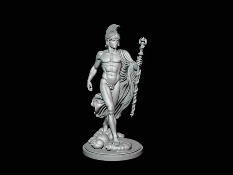 Messenger God with Caduceus Statue Design 2 - 3D Print Model 3D Print Model