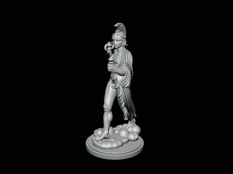 Messenger God with Caduceus Statue Design 2 - 3D Print Model 3D Print Model
