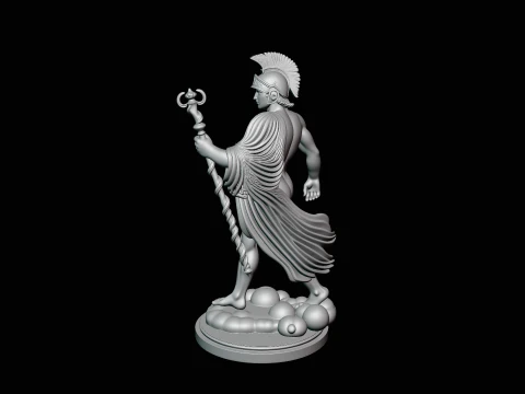 Messenger God with Caduceus Statue Design 2 - 3D Print Model 3D Print Model
