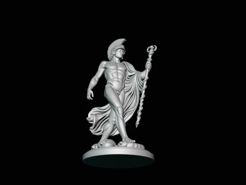 Messenger God with Caduceus Statue Design 2 - 3D Print Model 3D Print Model