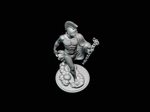 Messenger God with Caduceus Statue Design 2 - 3D Print Model 3D Print Model