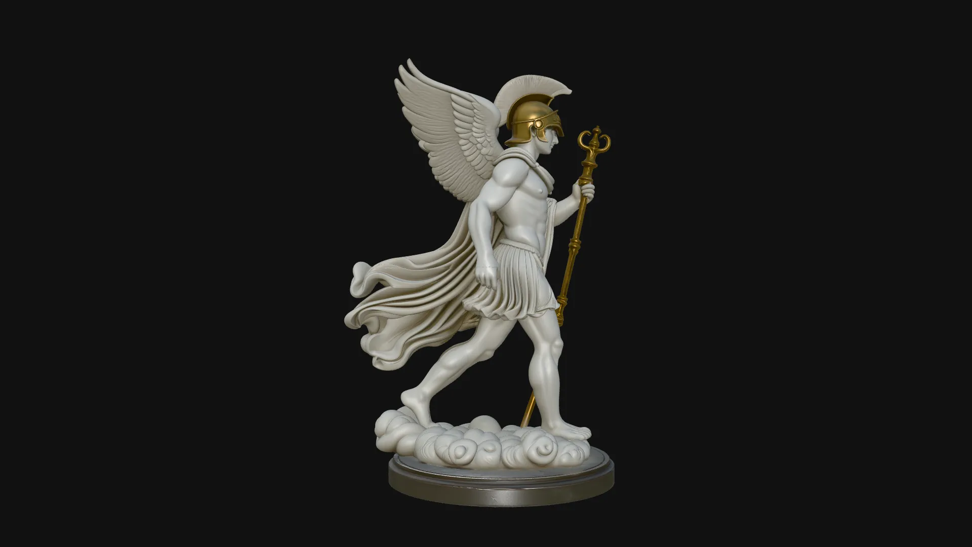 Messenger God with Caduceus Statue Design 3 - 3D Print Model 3D Print Model .c4d .max .obj .3ds .fbx .stl .blend 