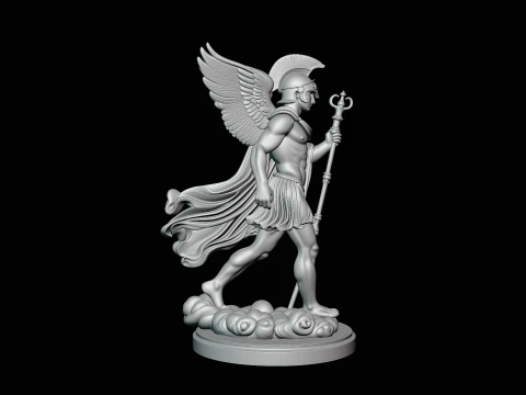 Messenger God with Caduceus Statue Design 3 - 3D Print Model 3D Print Model