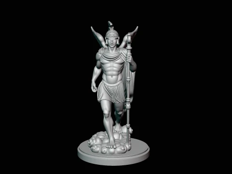 Messenger God with Caduceus Statue Design 3 - 3D Print Model 3D Print Model