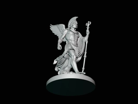 Messenger God with Caduceus Statue Design 3 - 3D Print Model 3D Print Model